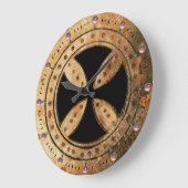 ANTIEK TEMPLAR CROSS Pink Amethyst Gemstenen Grote Klok (Hoek)