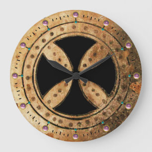 ANTIEK TEMPLAR CROSS Pink Amethyst Gemstenen Grote Klok