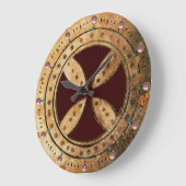 ANTIEK TEMPLAR CROSS Pink Amethyst Gemstenen Grote Klok (Hoek)