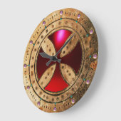 ANTIEK TEMPLAR CROSS Red Ruby Gem Grote Klok (Hoek)