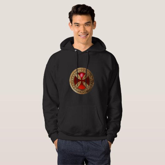 ANTIEK TEMPLAR CROSS Red Ruby Gem Hoodie (Voorkant volledig)