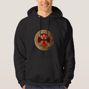 ANTIEK TEMPLAR CROSS Red Ruby Gem Hoodie