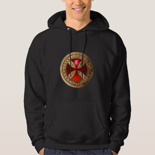 ANTIEK TEMPLAR CROSS Red Ruby Gem Hoodie (Voorkant)