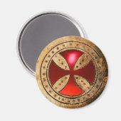 ANTIEK TEMPLAR CROSS Red Ruby Gem Magneet (Voorkant / Achterkant)