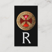 ANTIEK TEMPLAR CROSS Red Ruby Gem Monogram Pearl Visitekaartje (Achterkant)