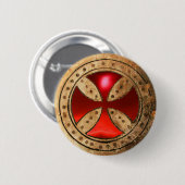 ANTIEK TEMPLAR CROSS Red Ruby Gem Ronde Button 5,7 Cm (Voorkant /achterkant)