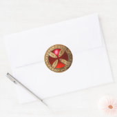 ANTIEK TEMPLAR CROSS Red Ruby Gem Ronde Sticker (Envelop)