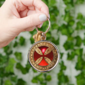 ANTIEK TEMPLAR CROSS Red Ruby Gem Sleutelhanger (Hand)