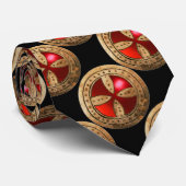 ANTIEK TEMPLAR CROSS Red Ruby Gem Stropdas (Opgerold)