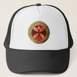 ANTIEK TEMPLAR CROSS Red Ruby Gem Trucker Pet