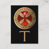 ANTIEK TEMPLAR CROSS Red Ruby Gem Visitekaartje (Achterkant)