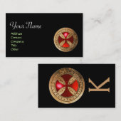 ANTIEK TEMPLAR CROSS Red Ruby Gem Visitekaartje (Voorkant / Achterkant)