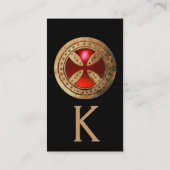 ANTIEK TEMPLAR CROSS Red Ruby Gem Visitekaartje (Achterkant)