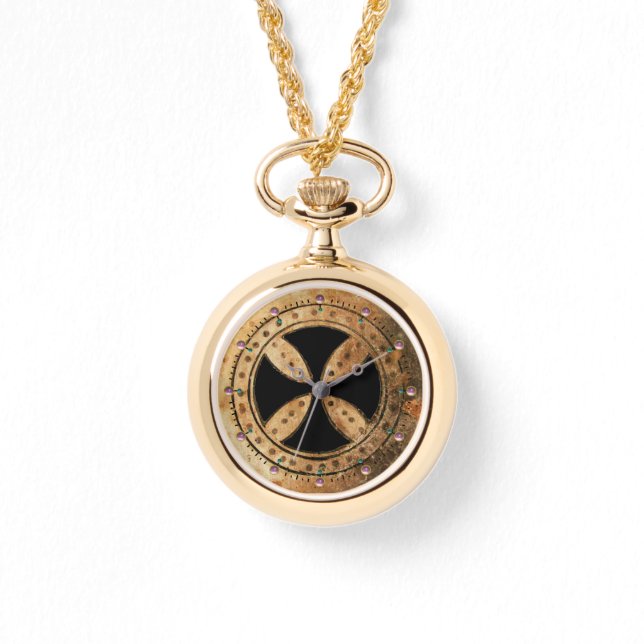 ANTIEK TEMPLAR-KROSS, zwart Horloge (Voorkant)