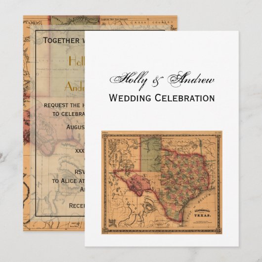 * Antiek Texas Map #1 Kaart (Voorkant / Achterkant)