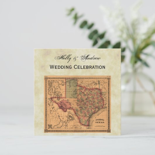 * Antiek Texas Map #1, Onderdruk BG #3 Kaart (Staand voorkant)