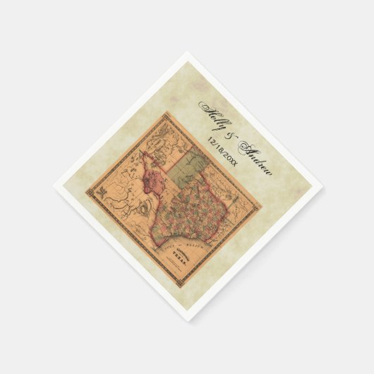 * Antiek Texas Map #1, Onderdruk BG #3 Servetten (Hoek)