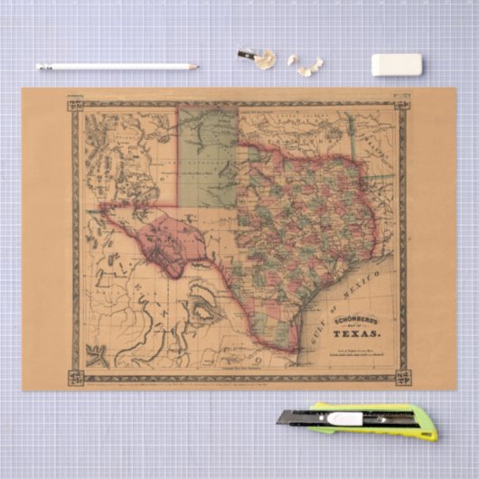 Antiek Texas Map #1 Tissuepapier (Craft)