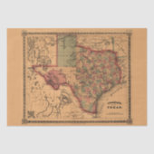 Antiek Texas Map #1 Tissuepapier (Voorkant)