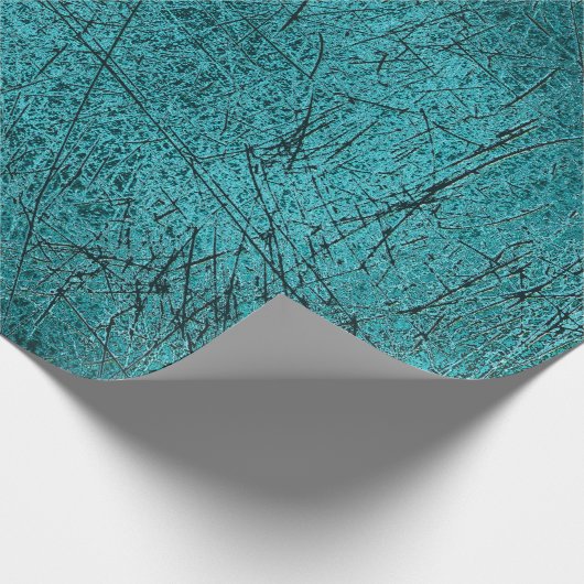  Antiek textuur Blauwgroen turquoise-krassen Cadeaupapier (Hoek)