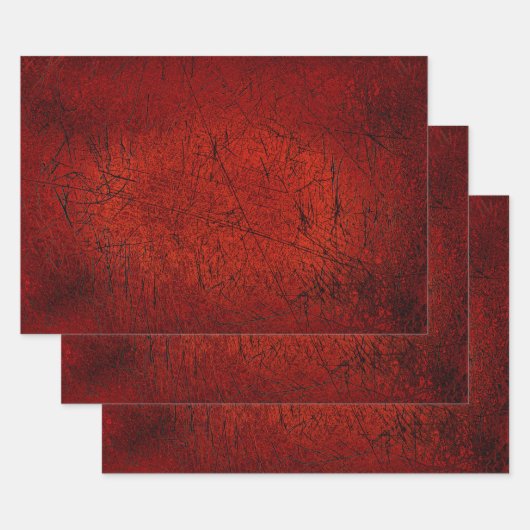 Antiek textuur Donkerrode zwarte krassen Inpakpapier Vel (Set)