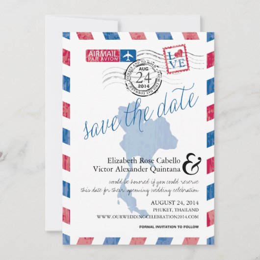 Antiek Thailand Airmail Save the Date (Voorkant)