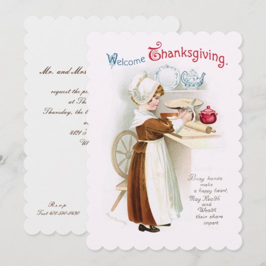 Antiek Thanksgiving Kaart (Voorkant / Achterkant)