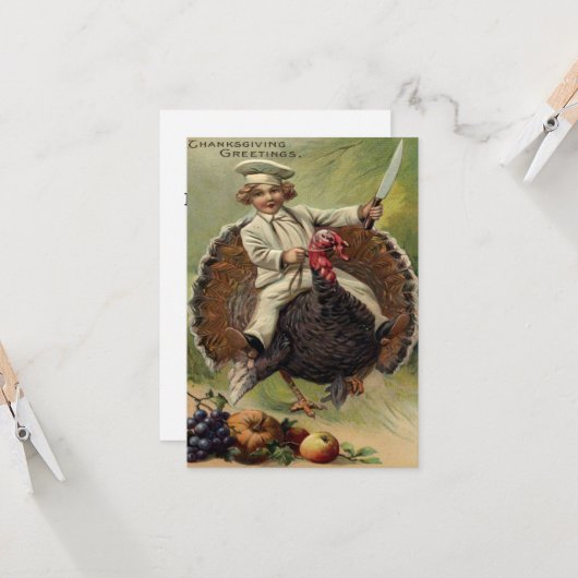 Antiek Thanksgiving Kaart (Voorkant / Achterkant in situ)