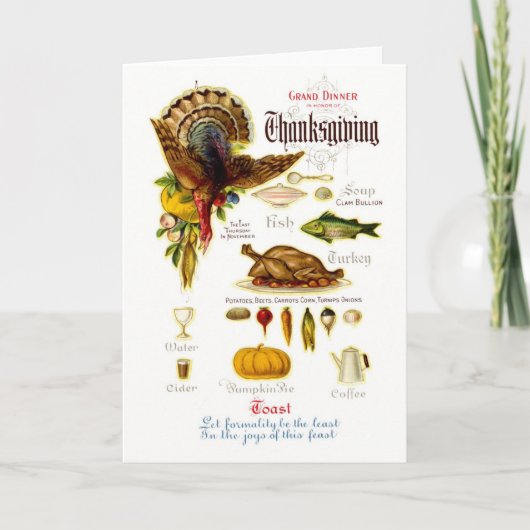 Antiek Thanksgiving Menu Wenskaart (Voorkant)