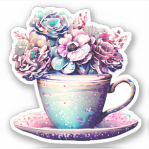  Antiek theekopje  Flowers Sticker