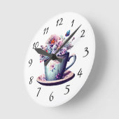 Antiek theekopje met  bloemen ronde klok (Hoek)