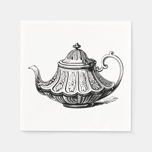 Antiek theepot illustratie servet (Voorkant)