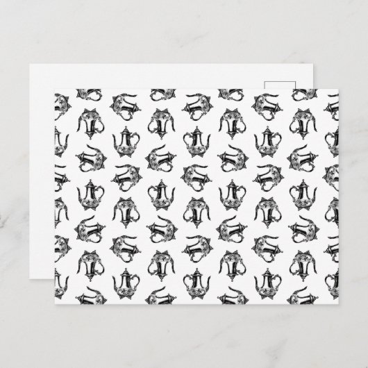 Antiek theepot  theeontwerp KLANT BG KLEUR Briefkaart (Voorkant / Achterkant)
