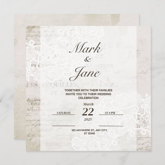 Antiek  thema huwelijksuitnodiging save the date (Voorkant / Achterkant)