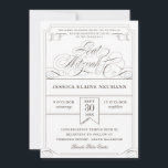 Antiek Ticket  Bat Mitzvah Kaart<br><div class="desc">Een formeel,  elegant maar leuk themaontwerp dat onderdelen leent uit een  toegangsbewijs. Frans grijs in plaats van zwart geeft het een moderner gevoel. Kies uw papiertype,  geef de kleuren af en verander de gewenste kleuren.</div>