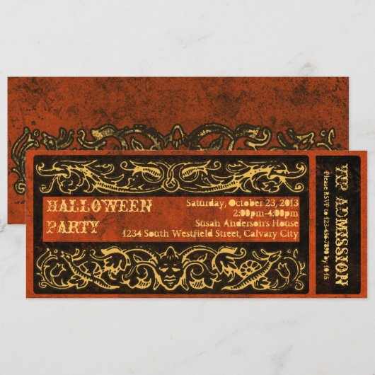 Antiek  Ticket Halloween Feest Kaart (Voorkant / Achterkant)