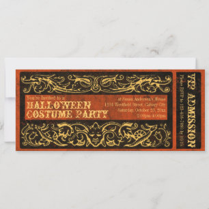 Antiek Ticket Halloween Kostuum Party  Kaart