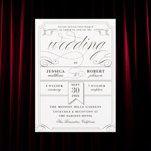 Antiek Ticket Vintage Wedding Kaart