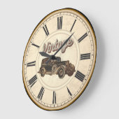 ANTIEK TIJD ROMAN NUMERALS VINTAGE CAR GROTE KLOK (Hoek)