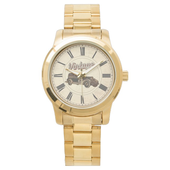 ANTIEK TIJD ROMAN NUMERALS VINTAGE CAR HORLOGE (Voorkant)