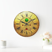 Antiek tijd, Shamrocks, Ruby Gemstenen, Gold Yello Grote Klok (Huis)