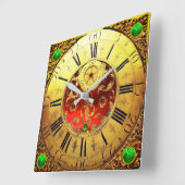 Antiek tijd, Shamrocks, Ruby Gemstone Gold Yellow Vierkante Klok (Hoek)