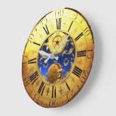 ANTIEK tijd, zon, maan, sterren, blauwe em, goudge Grote Klok (Hoek)