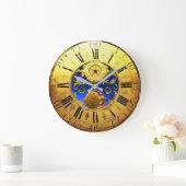 ANTIEK tijd, zon, maan, sterren, blauwe em, goudge Grote Klok (Huis)