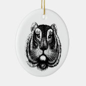 Antiek tijgerkat keramisch ornament (Rechts)