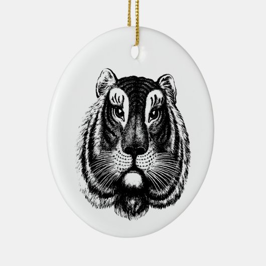 Antiek tijgerkat keramisch ornament (Rechts)