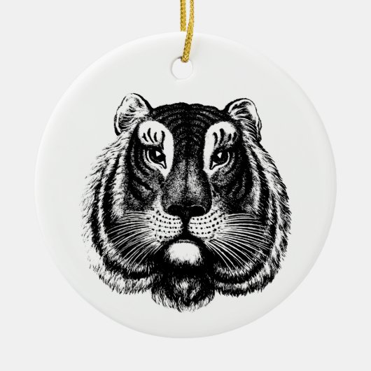 Antiek tijgerkat keramisch ornament (Voorkant)