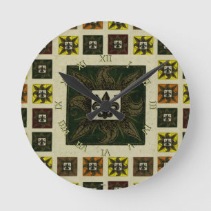 Antiek Tiled Fleur de Lis (groen) Ronde Klok