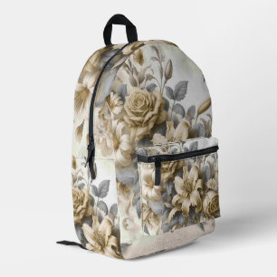 Antiek Tinge Yellow Floral Perfection Bedrukte Rugzak