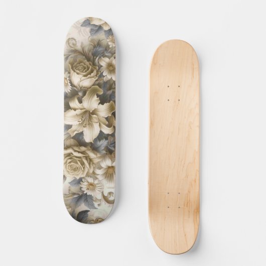 Antiek Tinge Yellow Floral Perfection Persoonlijk Skateboard (Voorkant)